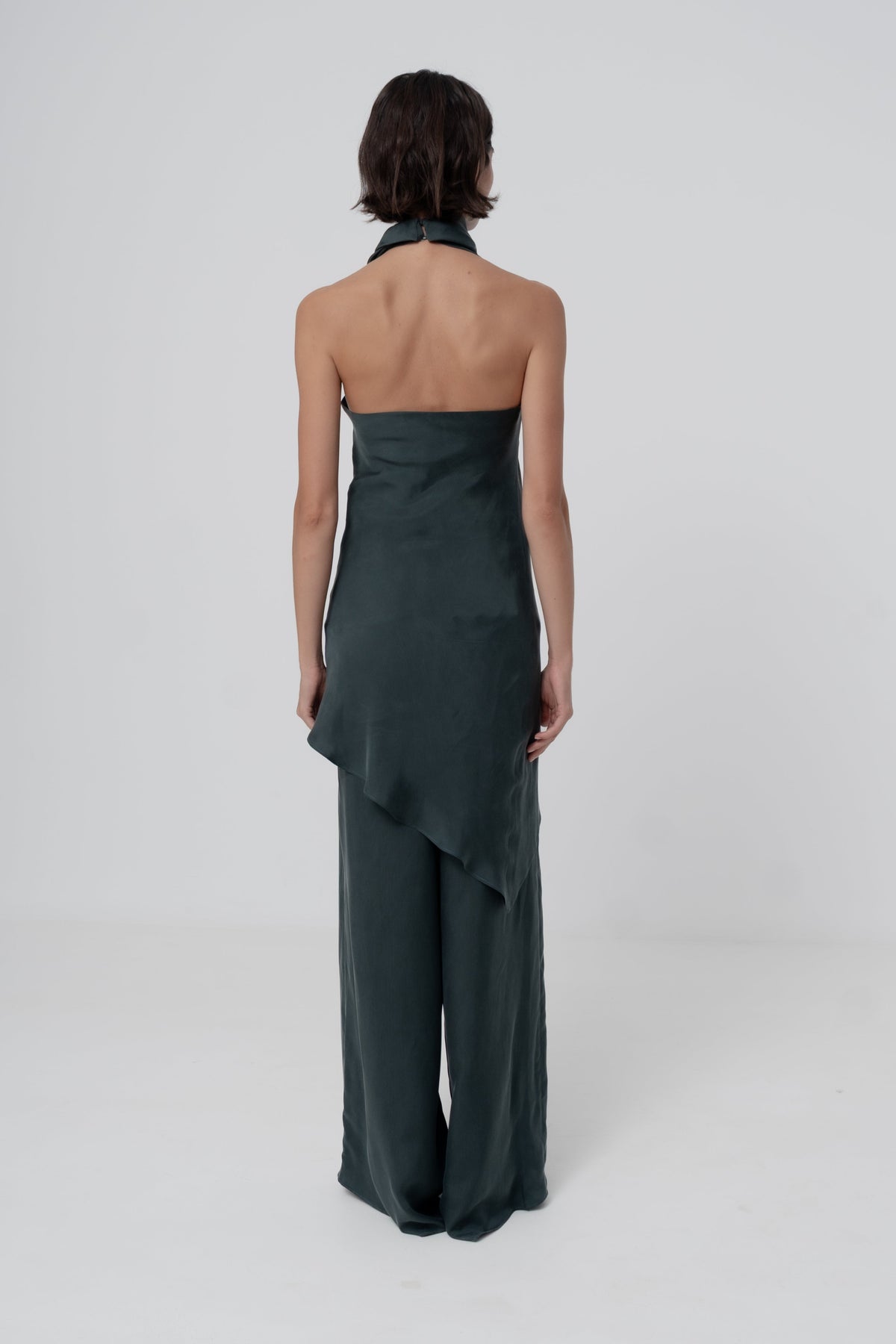 Pantalón palazzo de tiro alto en cupro