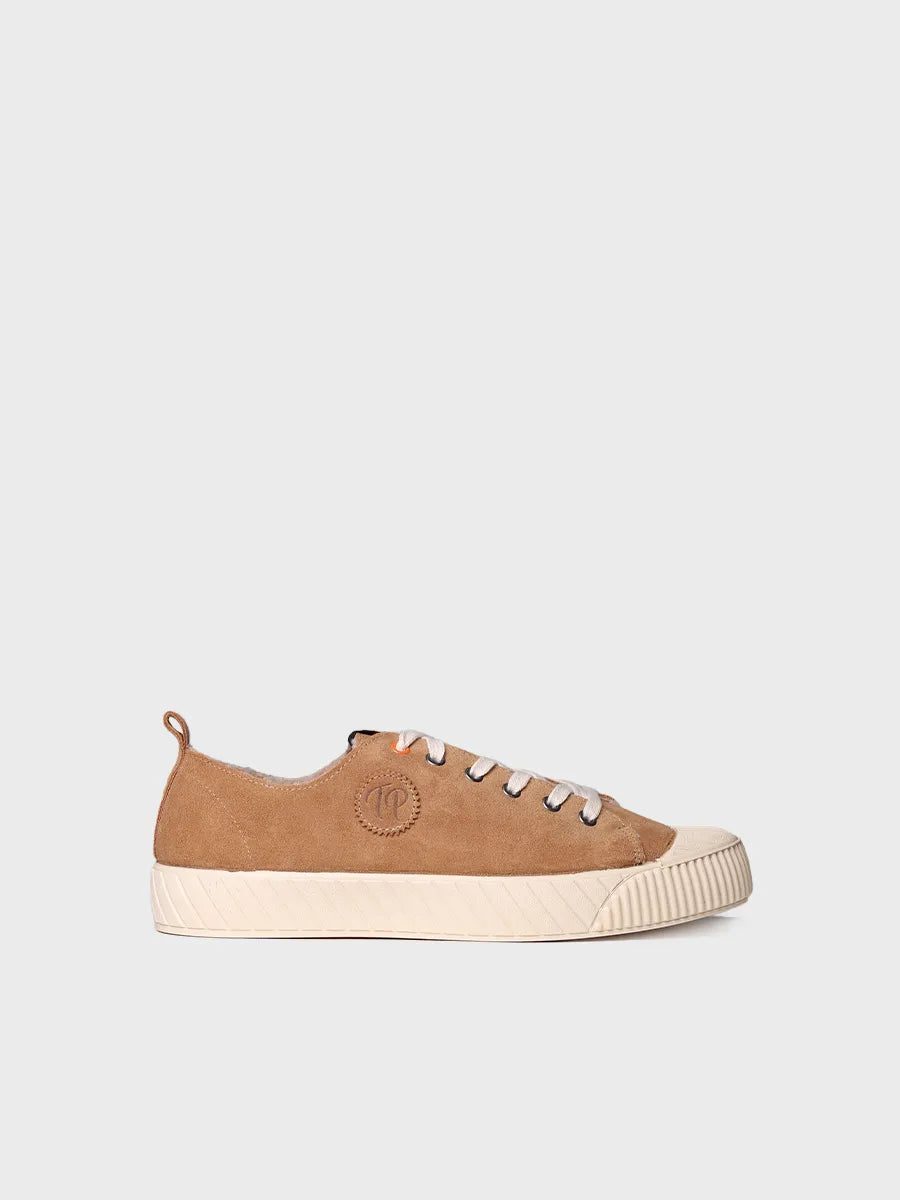 Zapatilla de serraje camel con borrego | GIL-SY