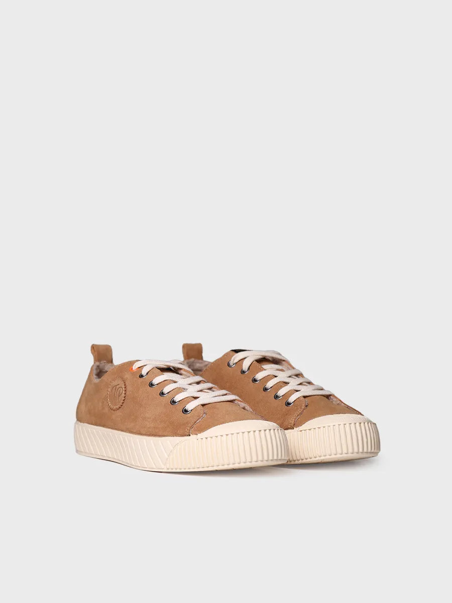 Zapatilla de serraje camel con borrego | GIL-SY