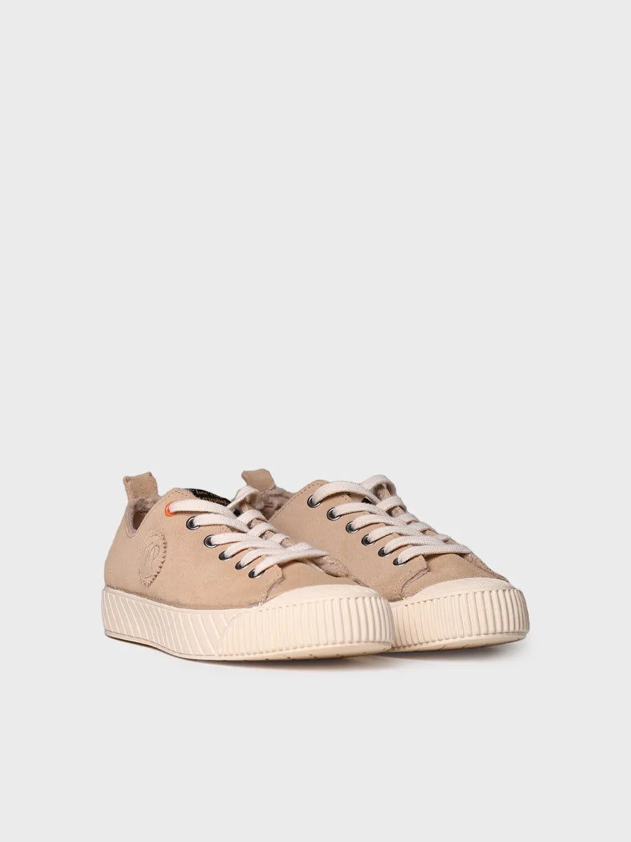 Zapatilla de serraje beige con borrego | GIZA-SY