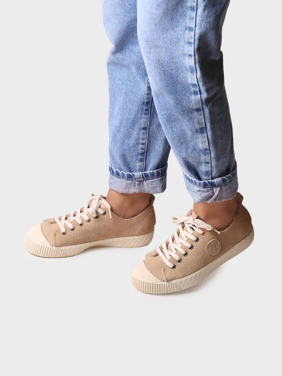 Zapatilla de serraje beige con borrego | GIZA-SY