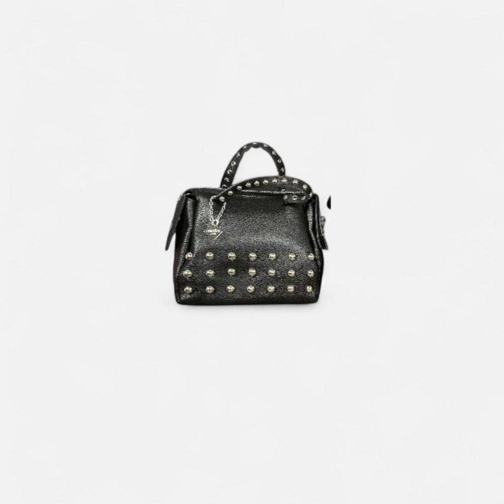 Bolso bowling BRUTAL negro de piel con tachuelas