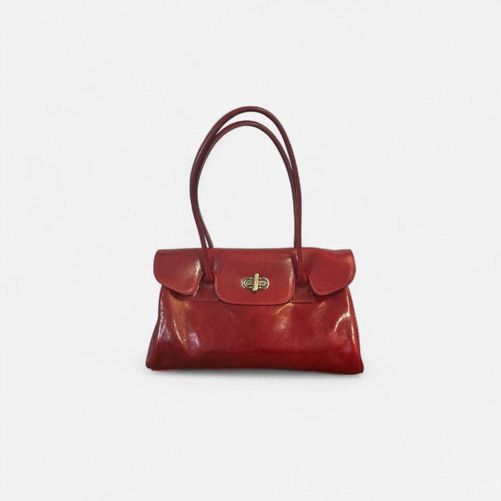 Bolso shopper Uffizi burdeos de piel italiana