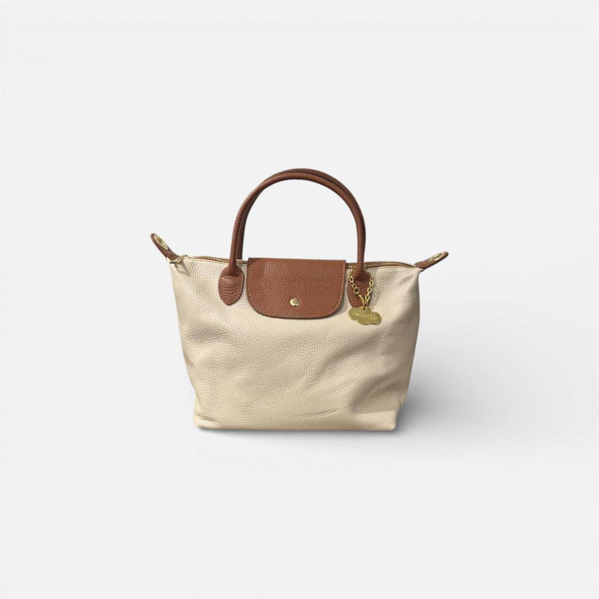 Bolso Tetis beige bicolor de piel con bandolera desmontable