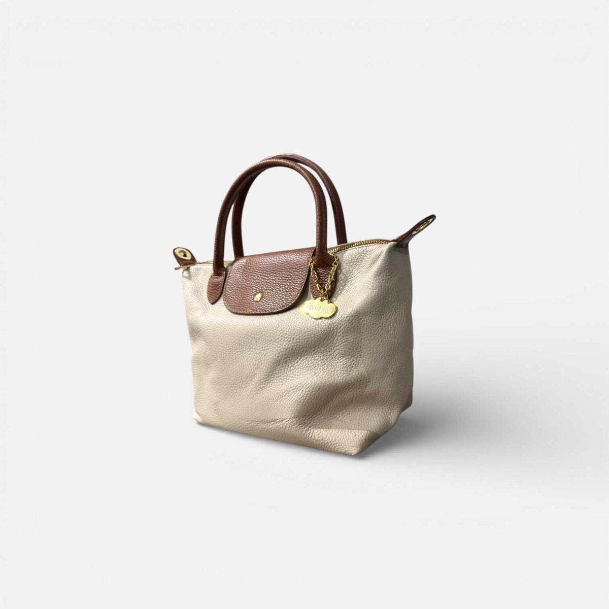 Bolso Tetis beige bicolor de piel con bandolera desmontable