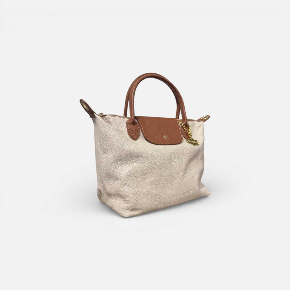 Bolso Tetis beige bicolor de piel con bandolera desmontable