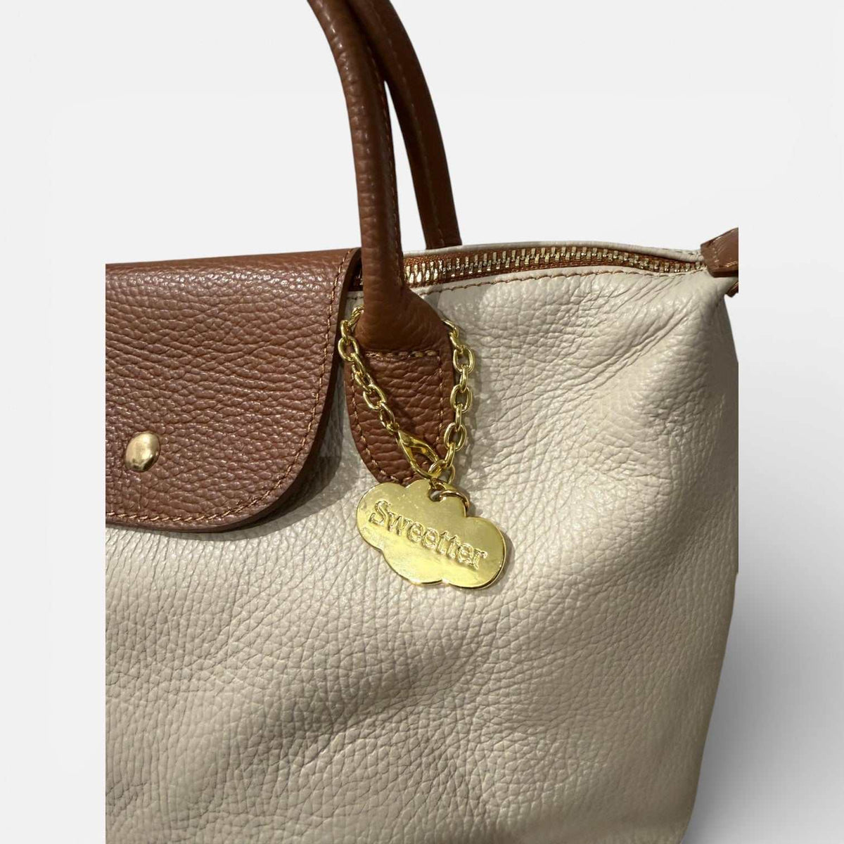 Bolso Tetis beige bicolor de piel con bandolera desmontable