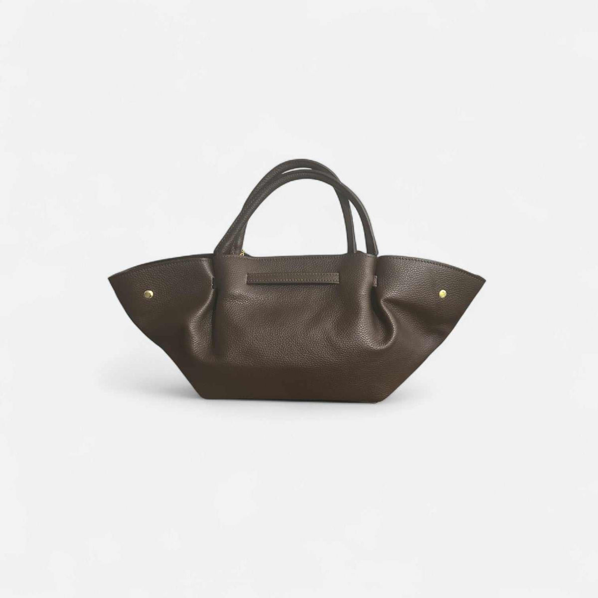 Bolso Cassandra chocolate de piel de vacuno con cierre giratorio