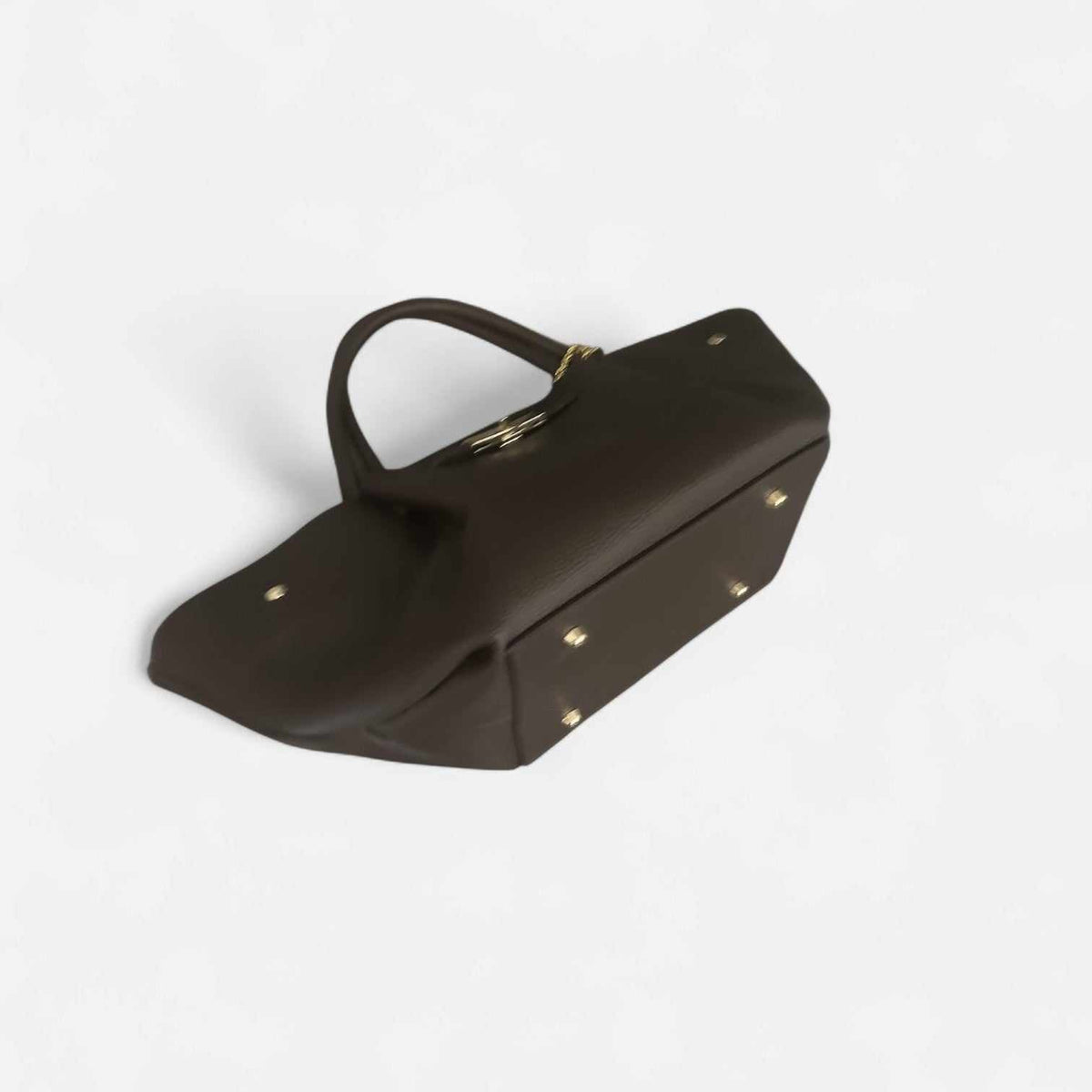 Bolso Cassandra chocolate de piel de vacuno con cierre giratorio