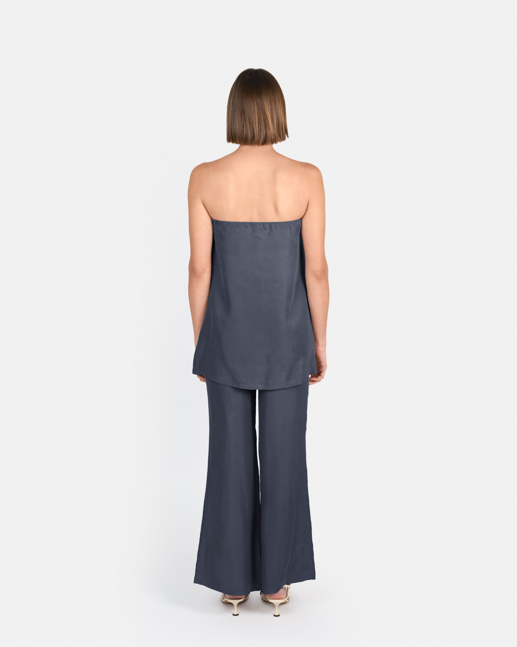 Pantalón palazzo de tiro alto en cupro