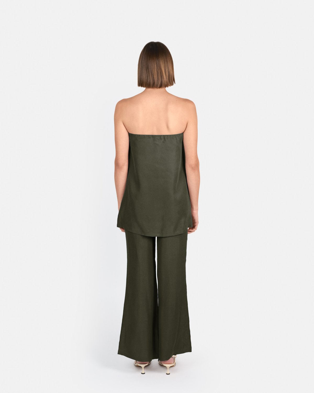 Pantalón palazzo de tiro alto en cupro