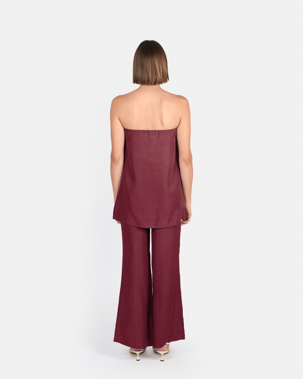 Pantalón palazzo de tiro alto en cupro