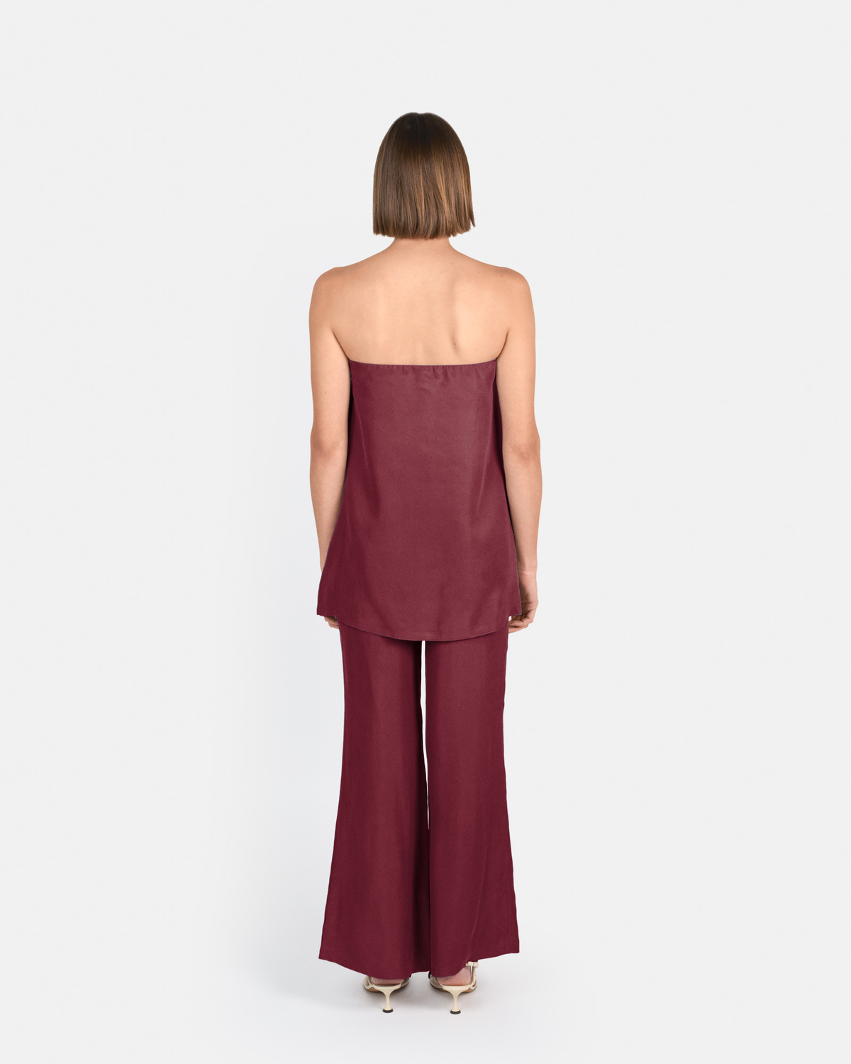 Pantalón palazzo de tiro alto en cupro