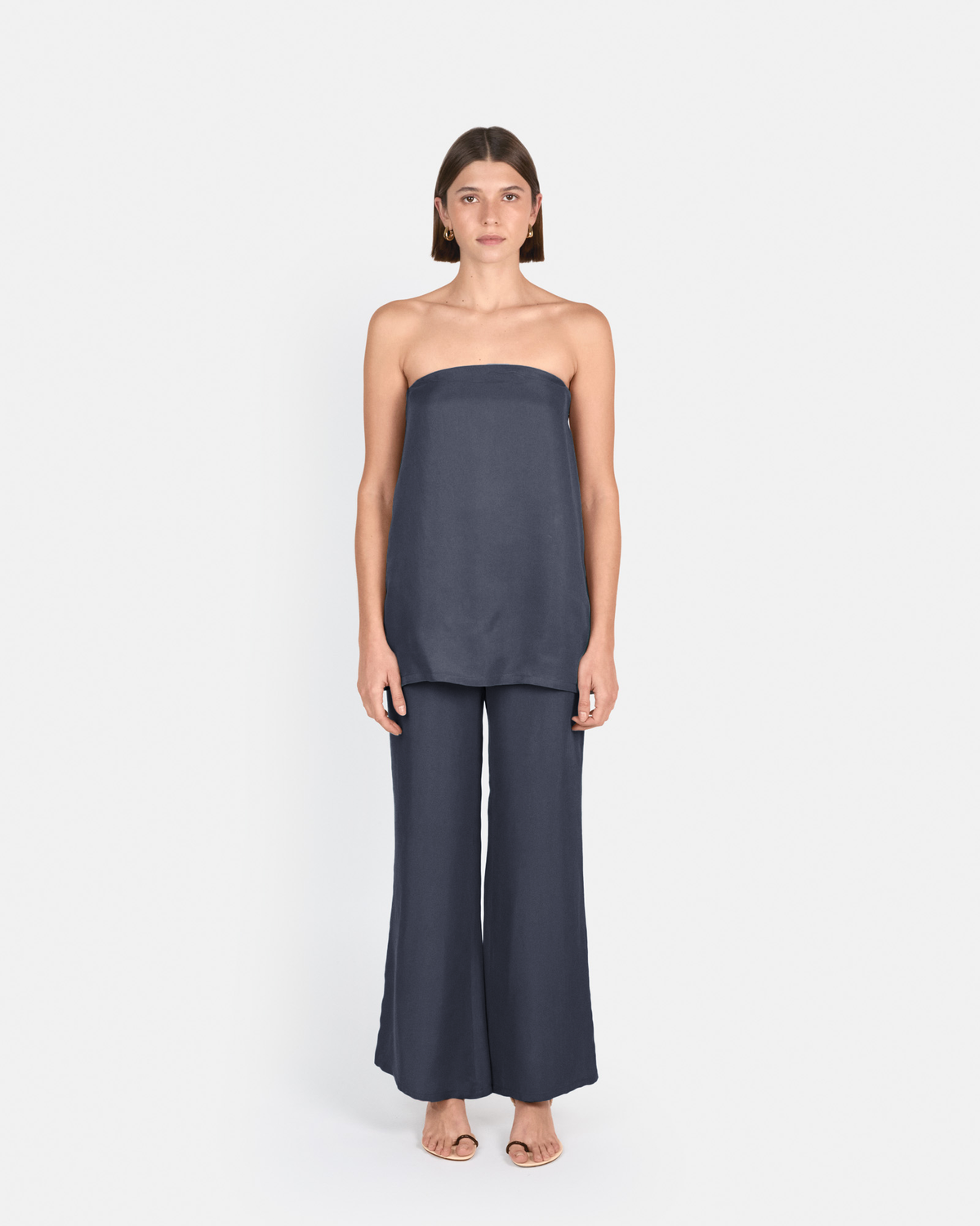 Pantalón palazzo de tiro alto en cupro