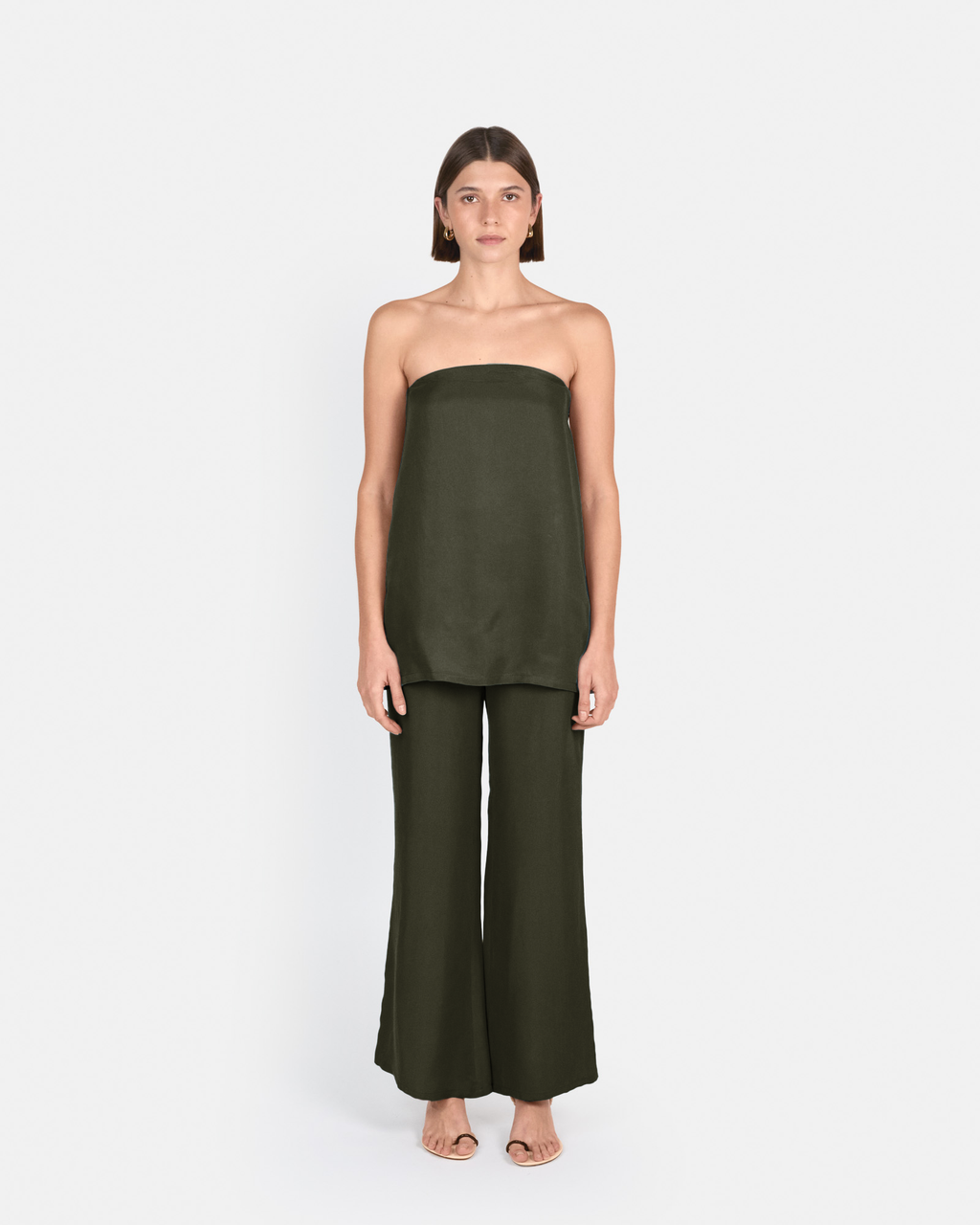 Pantalón palazzo de tiro alto en cupro