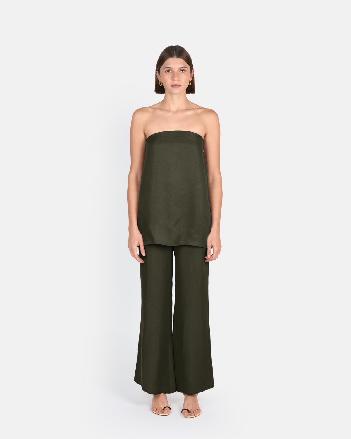 Pantalón palazzo de tiro alto en cupro