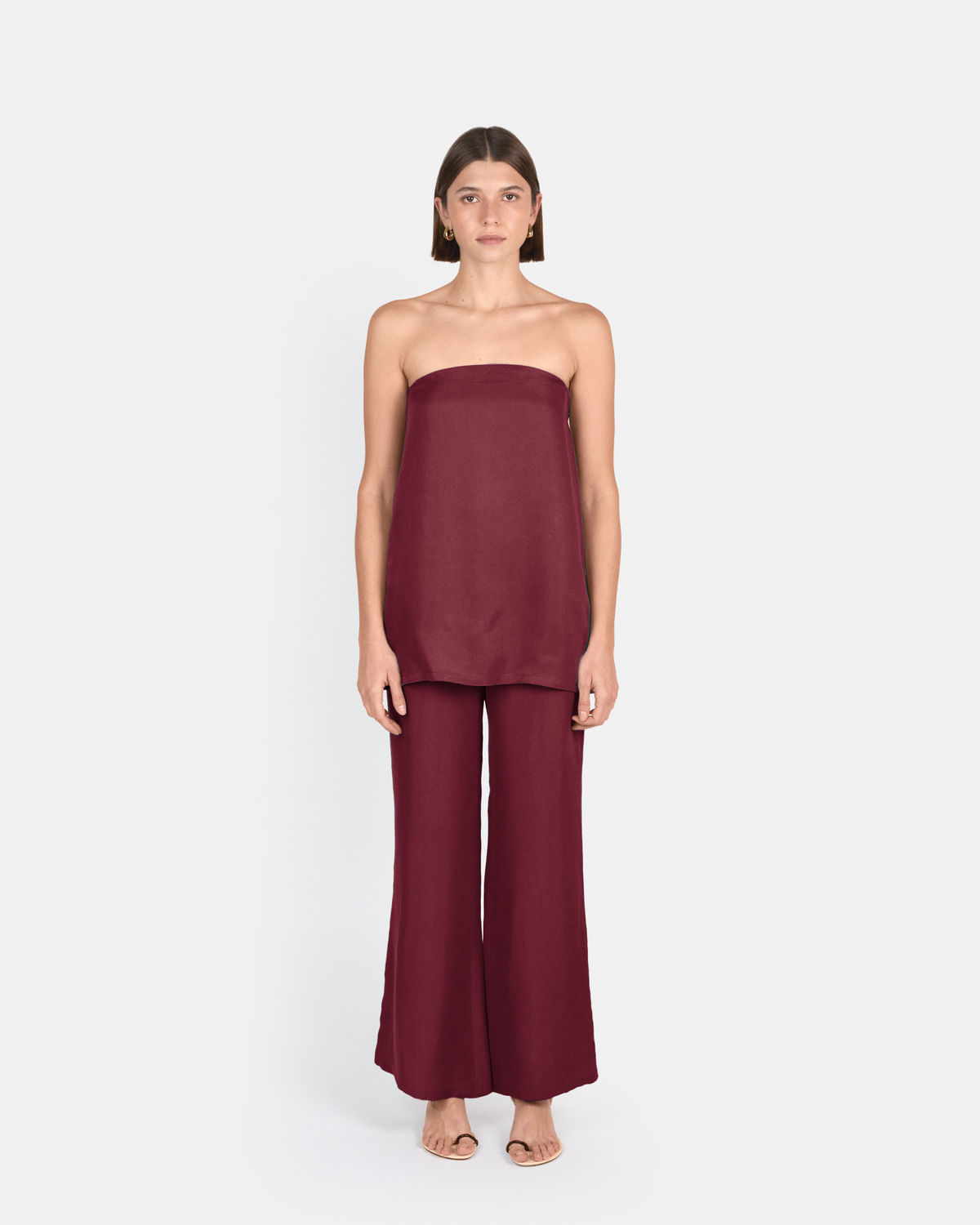 Pantalón palazzo de tiro alto en cupro