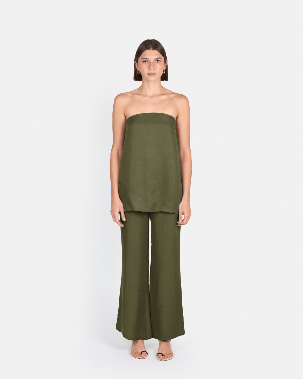 Pantalón palazzo de tiro alto en cupro