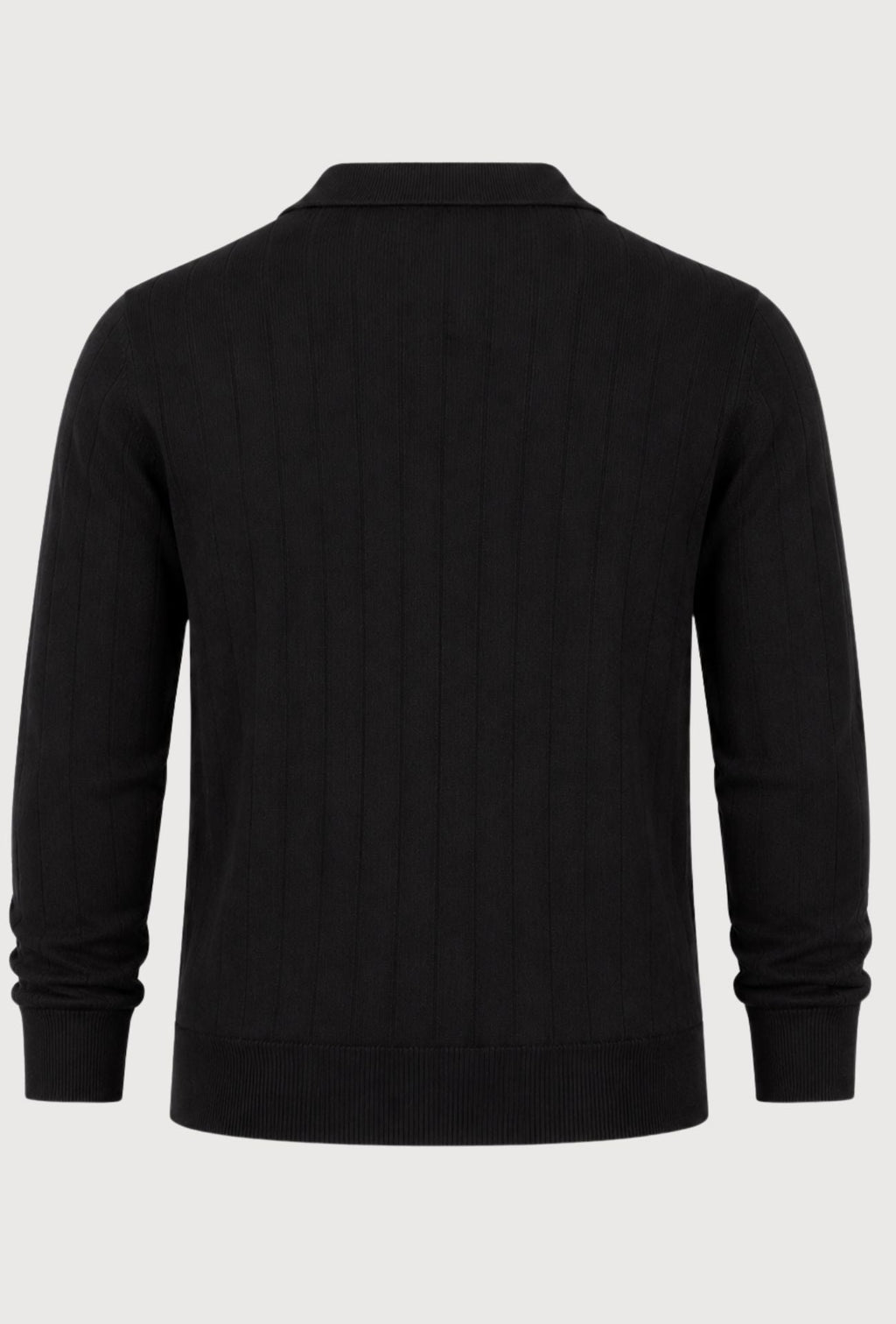 Polo de hombre Dresserd negro en punto de canalé