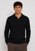 Polo de hombre Dresserd negro en punto de canalé