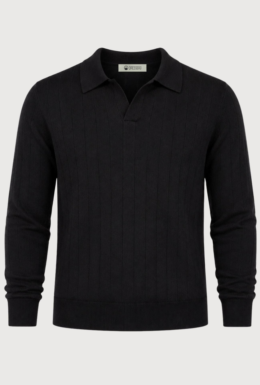 Polo de hombre Dresserd negro en punto de canalé