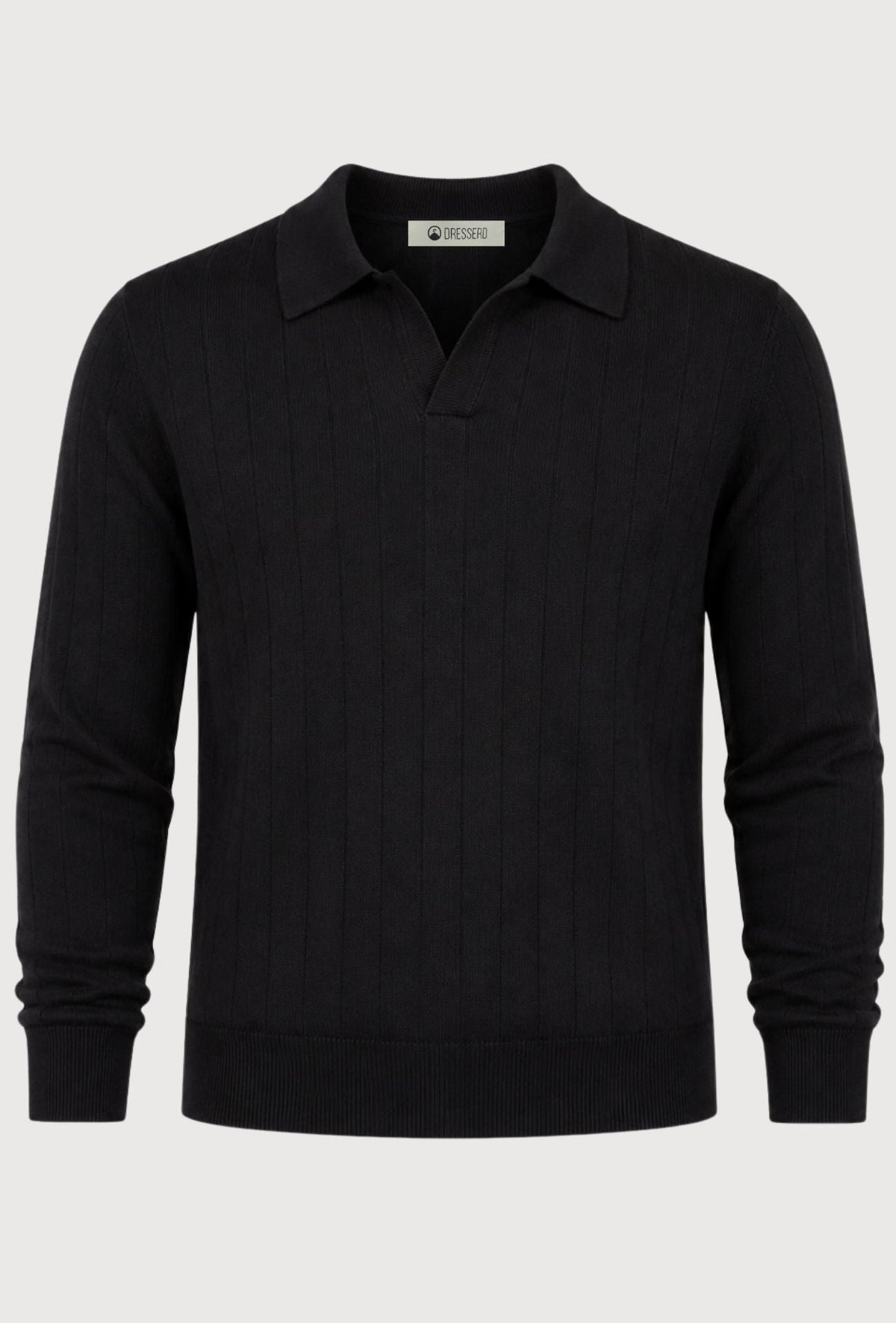 Polo de hombre Dresserd negro en punto de canalé