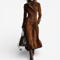 Abrigo trench largo efecto ante para mujer