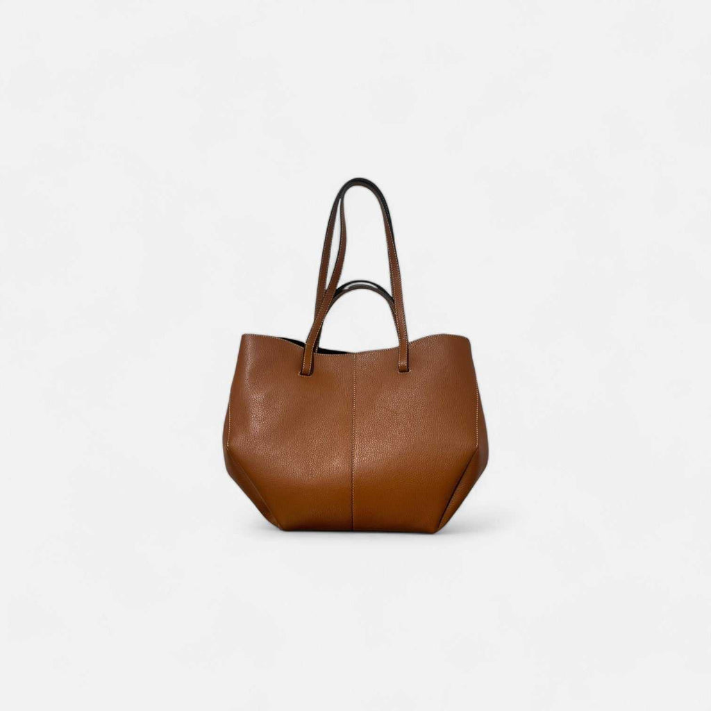 Bolso tote maxi Luna camel de piel de vacuno