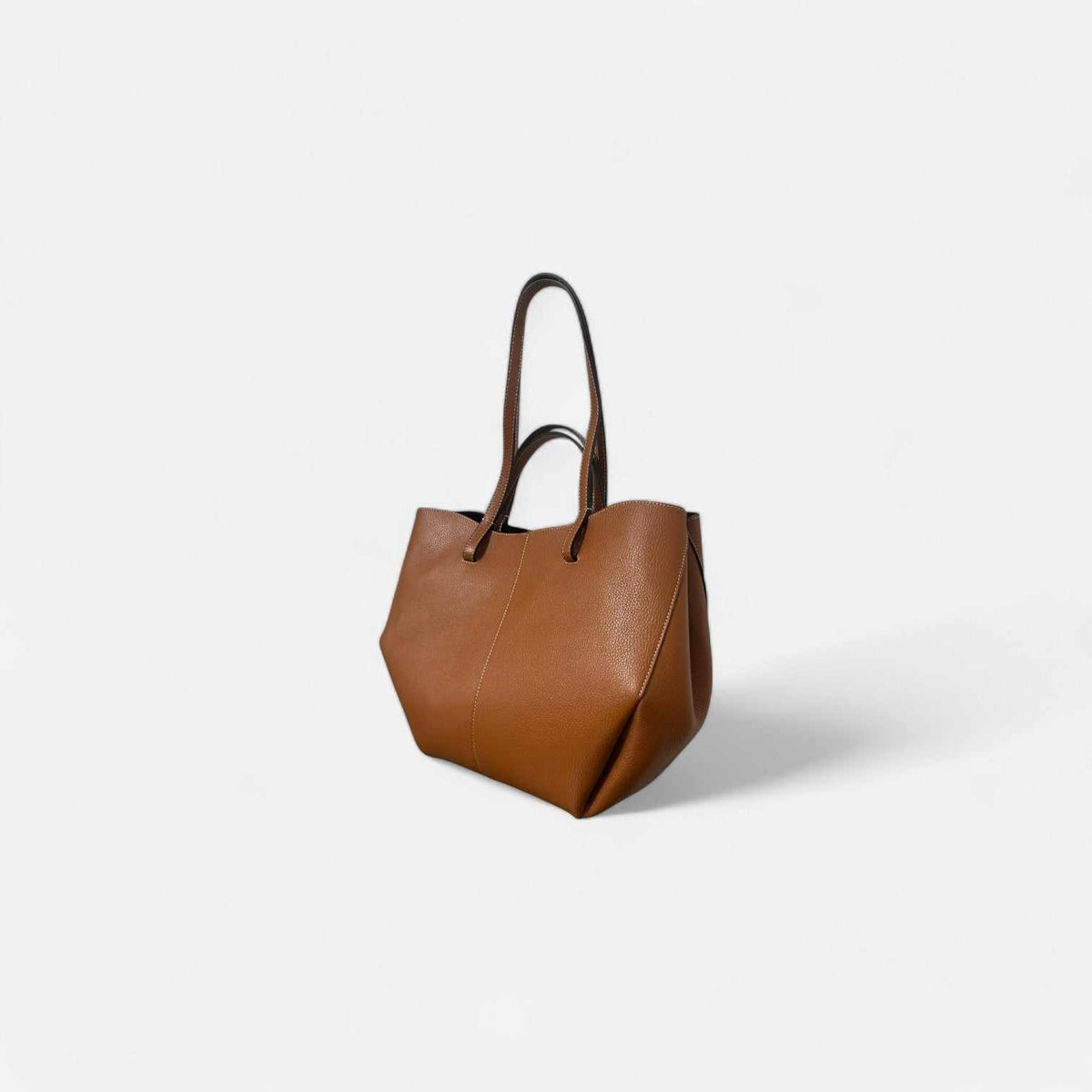 Bolso tote maxi Luna camel de piel de vacuno