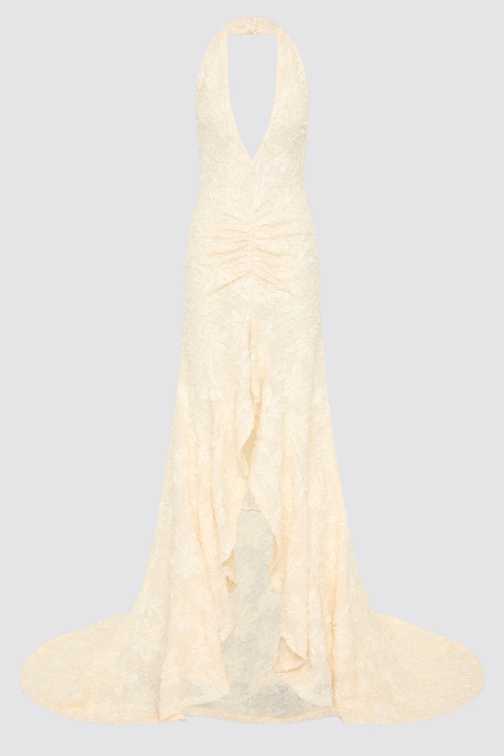 Vestido de novia Noorah con escote halter y cola