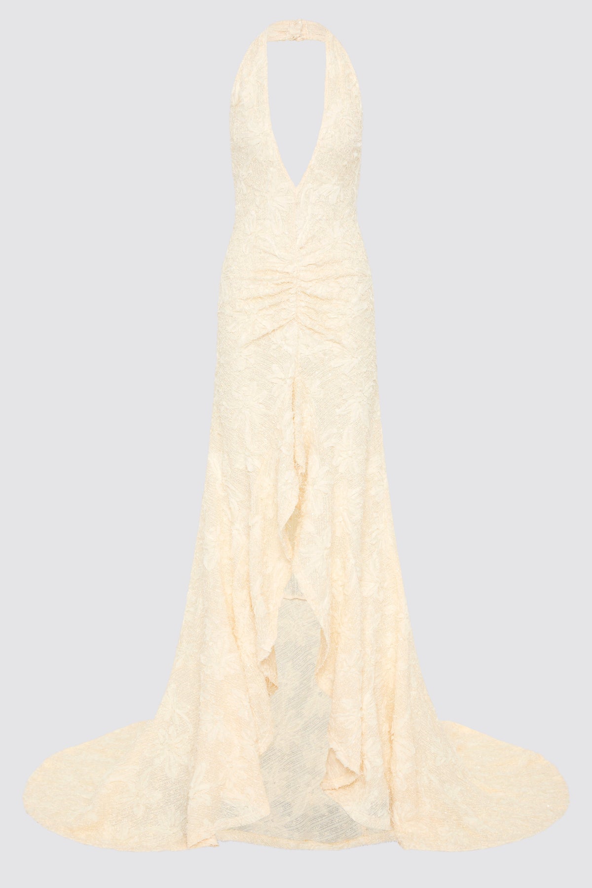 Vestido de novia Noorah con escote halter y cola