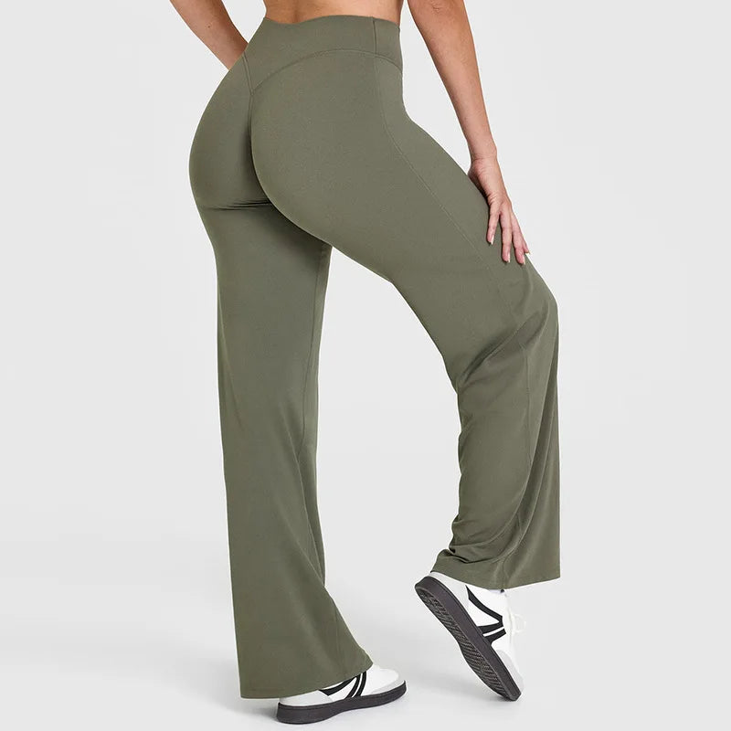 Pantalón de yoga para mujer con cintura alta y pierna ancha