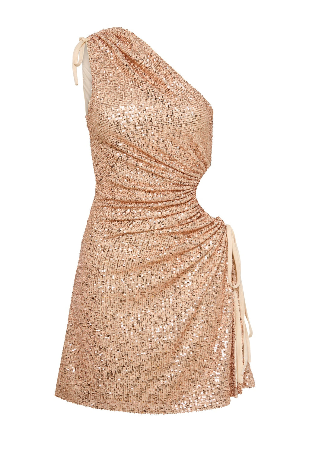 Vestido mini Nour dorado de lentejuelas con escote de un hombro