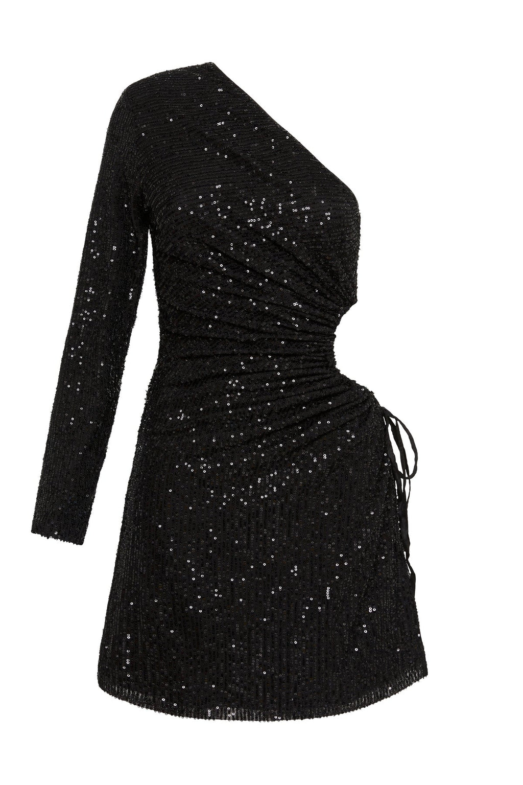 Vestido mini Nour negro de lentejuelas con escote de un hombro