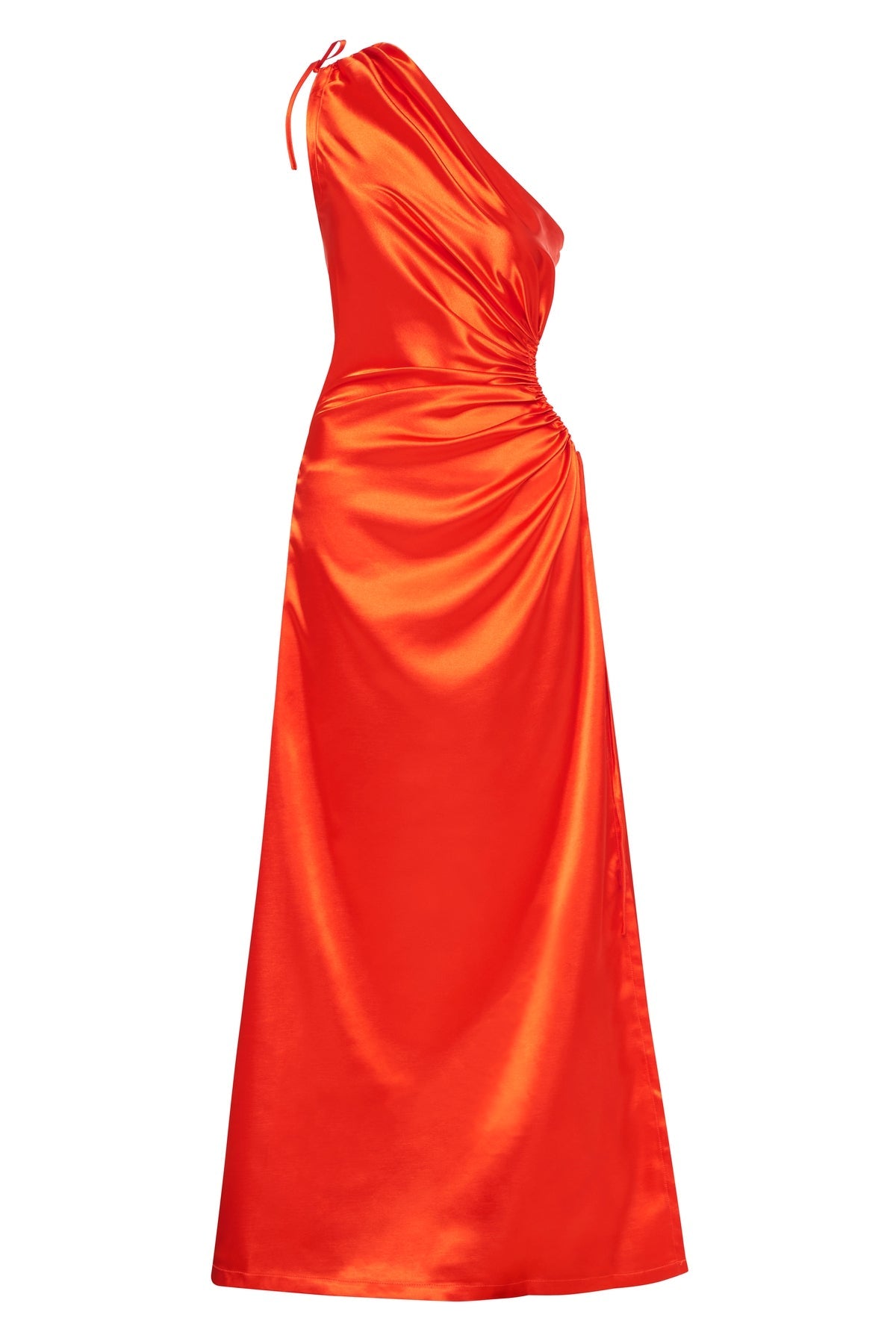 Vestido maxi Nour naranja de un hombro con cut-out