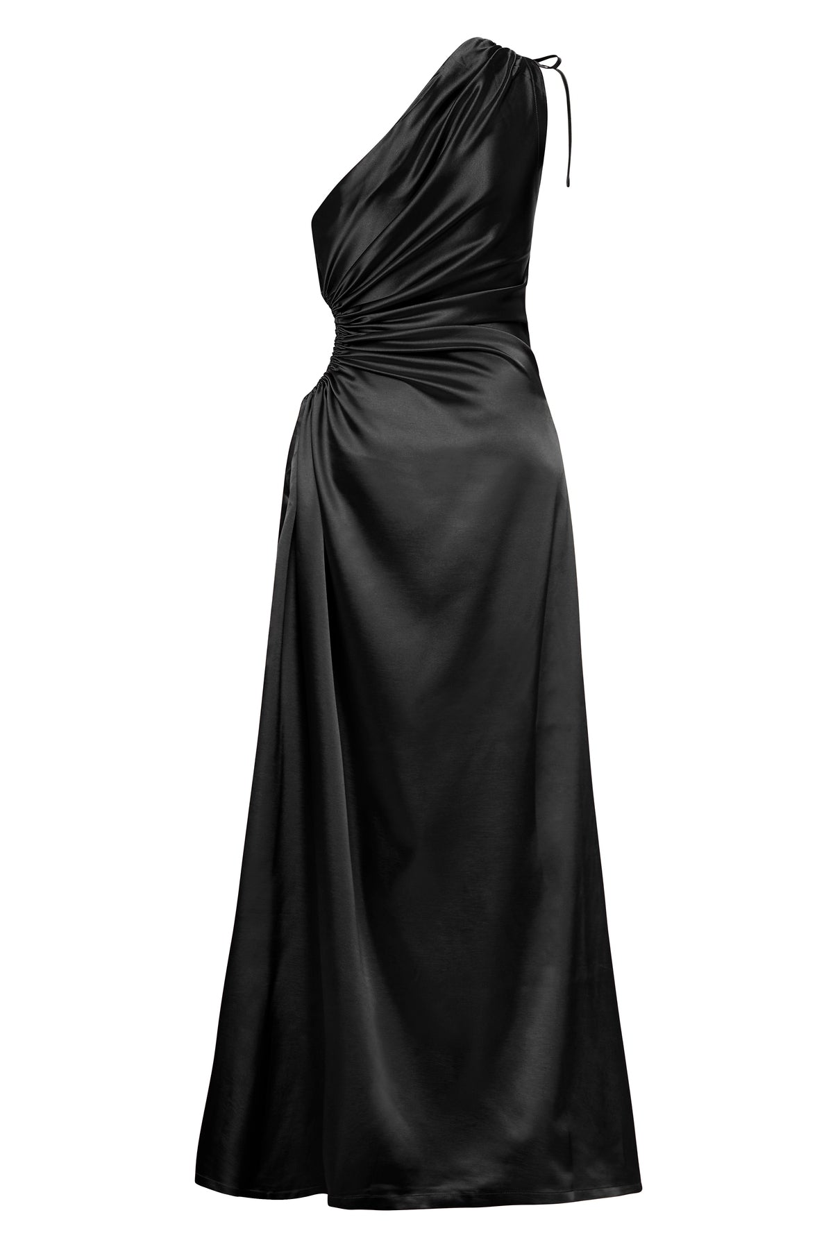 Vestido maxi Nour negro de un hombro con cut-out