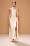 Vestido maxi Nour Ocean Pearl con escote de un hombro