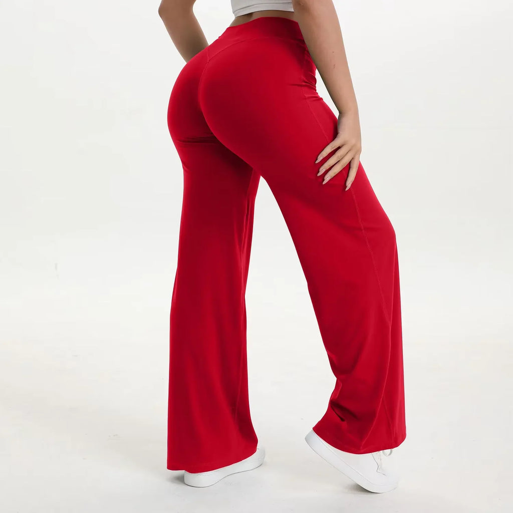 Pantalón de yoga para mujer con cintura alta y pierna ancha
