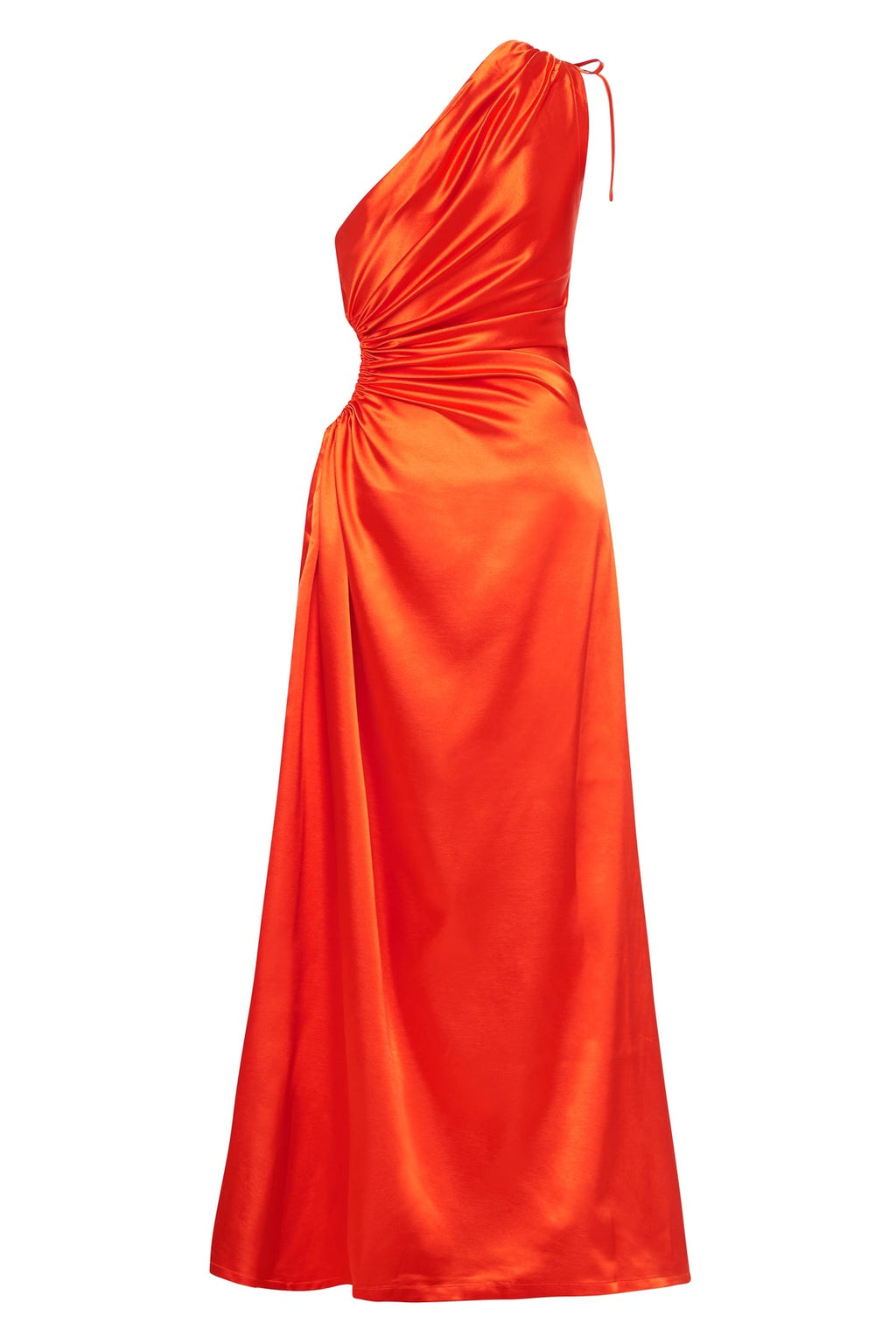 Vestido maxi Nour naranja de un hombro con cut-out