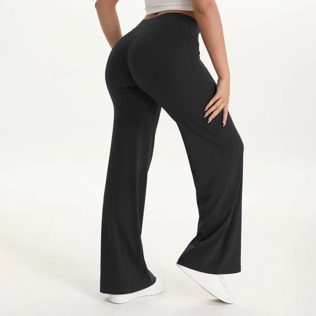 Pantalón de yoga para mujer con cintura alta y pierna ancha