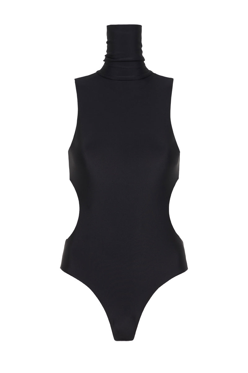 Bañador y body negro Sonya de cuello alto con cut-outs