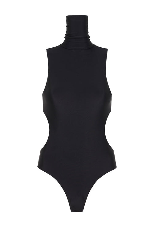 Bañador y body negro Sonya de cuello alto con cut-outs