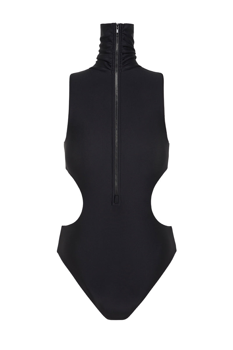 Bañador y body negro Sonya de cuello alto con cut-outs