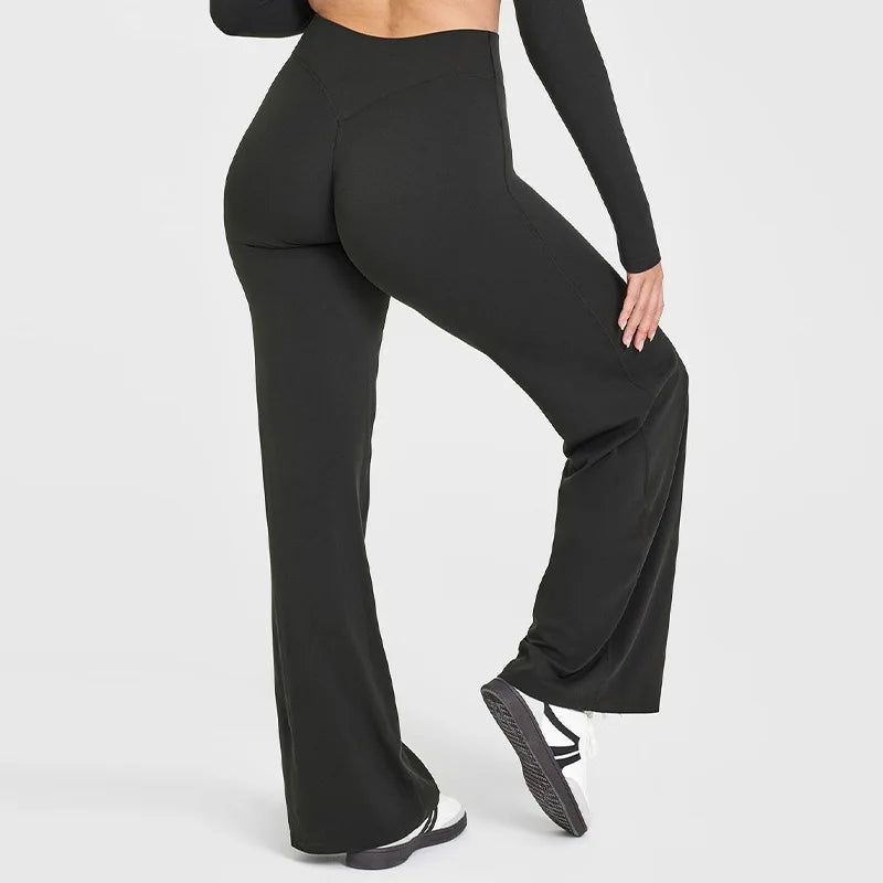 Pantalón de yoga para mujer con cintura alta y pierna ancha
