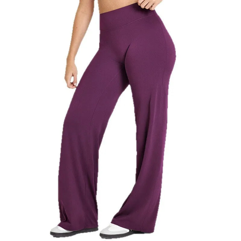Pantalón de yoga para mujer con cintura alta y pierna ancha