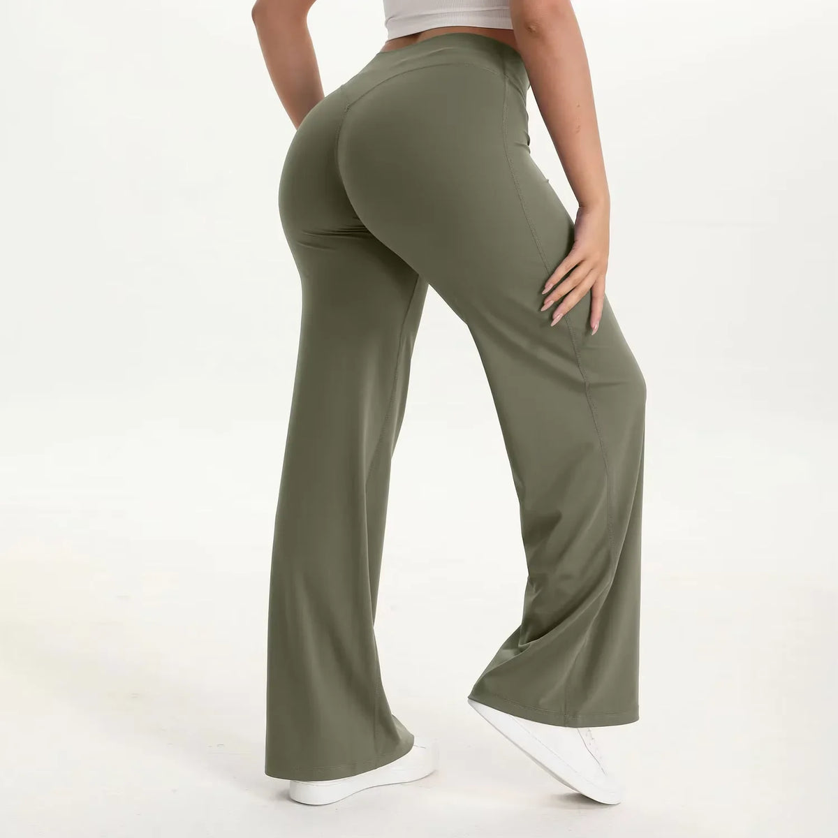 Pantalón de yoga para mujer con cintura alta y pierna ancha