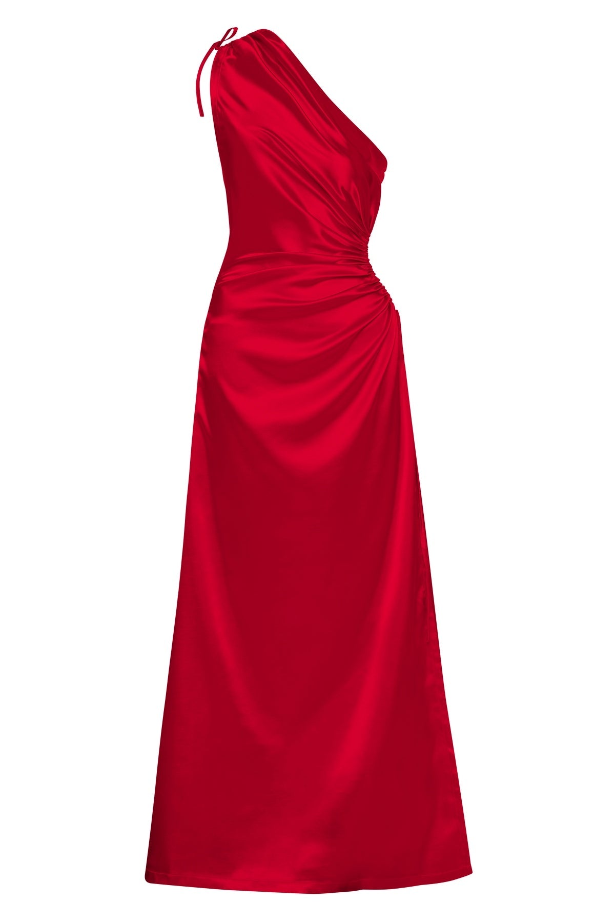 Vestido maxi Nour rojo escarlata de un hombro con cut-out