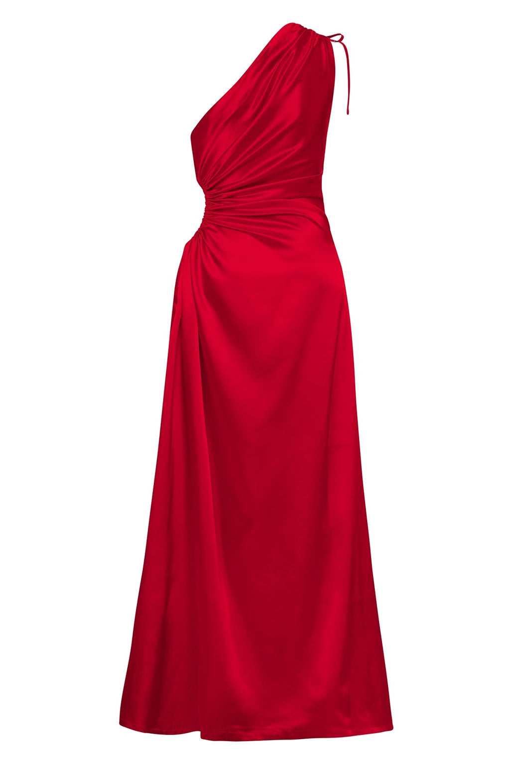 Vestido maxi Nour rojo escarlata de un hombro con cut-out
