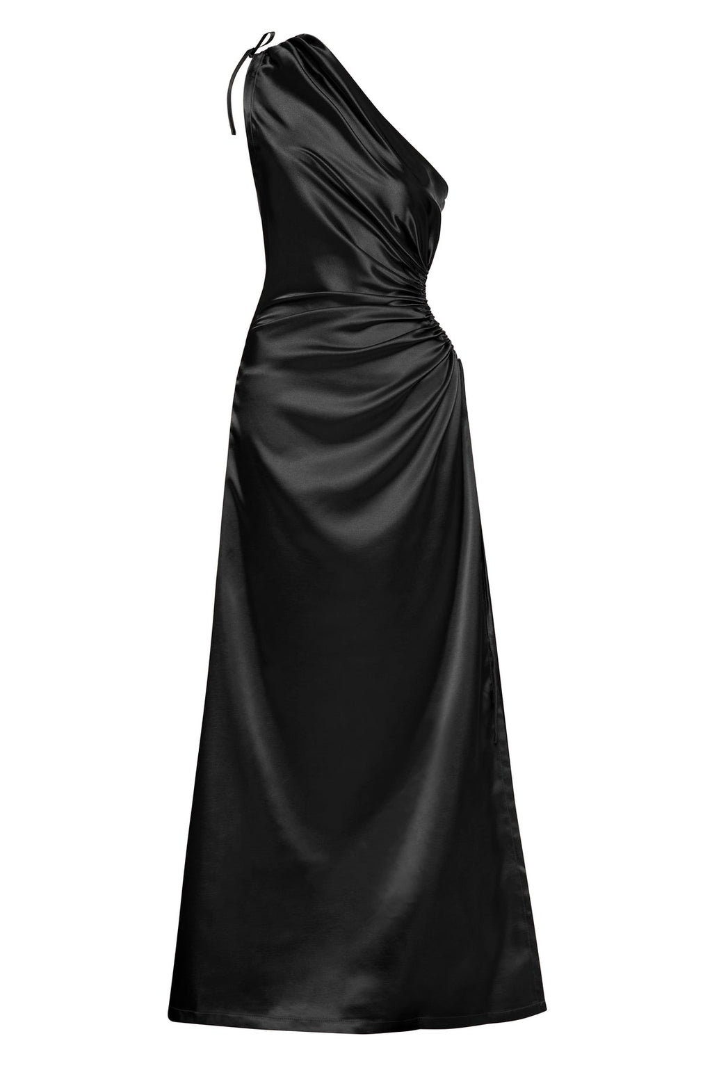 Vestido maxi Nour negro de un hombro con cut-out