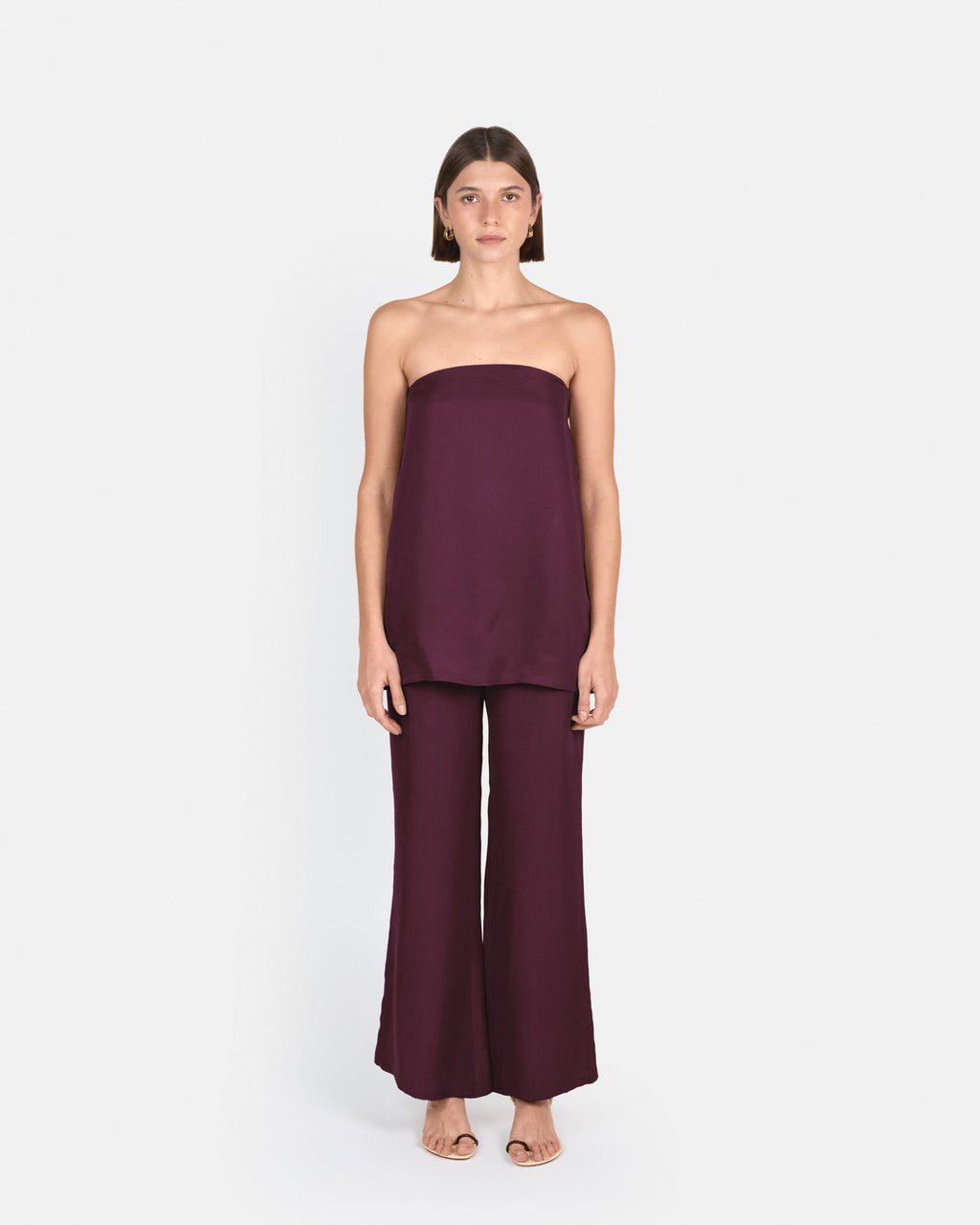 Pantalón palazzo de tiro alto en cupro